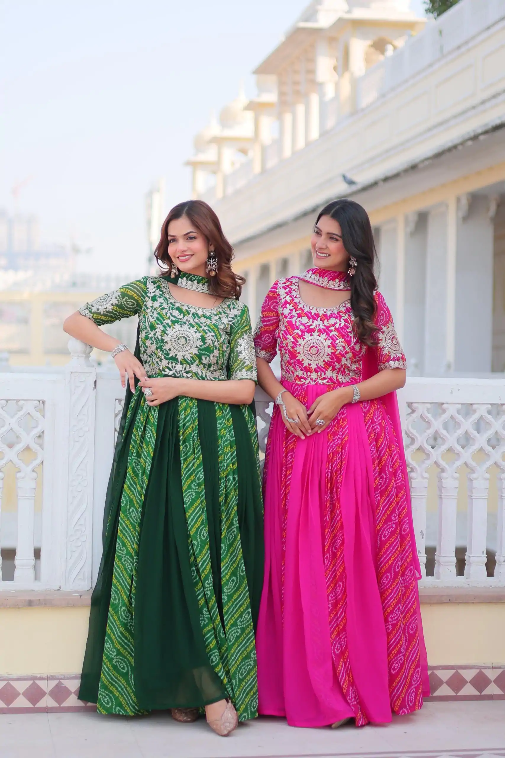 Pink Bandhej Fox Georgette Sequence Work Gown - Image 6