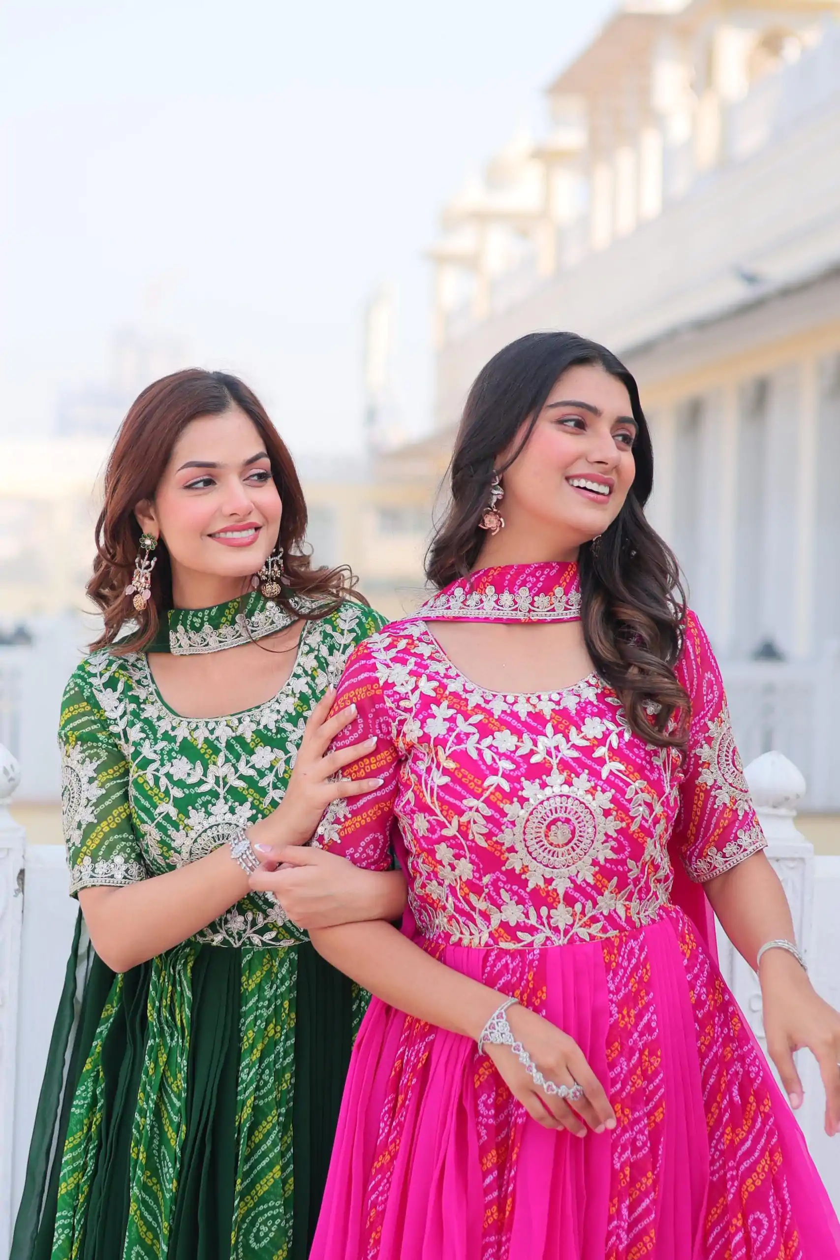 Pink Bandhej Fox Georgette Sequence Work Gown - Image 7