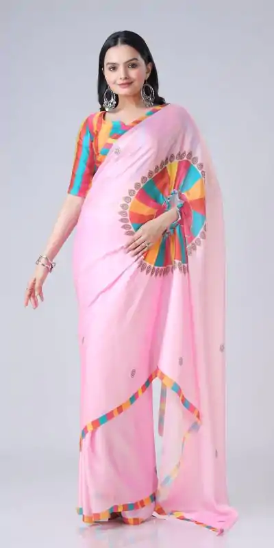 ST 1102 Pink Color Japan Satin Digital Print Work Saree Casual, Wedding, Festive, Events . Expected Delivery  4-6 Working Days @1849/- only      | Sarees, Bollywood Sarees, Creative Sarees, Designer Sarees, Embroidered Sarees, Ethnic Saree, Modern Digital sarees, Party Wear Sarees