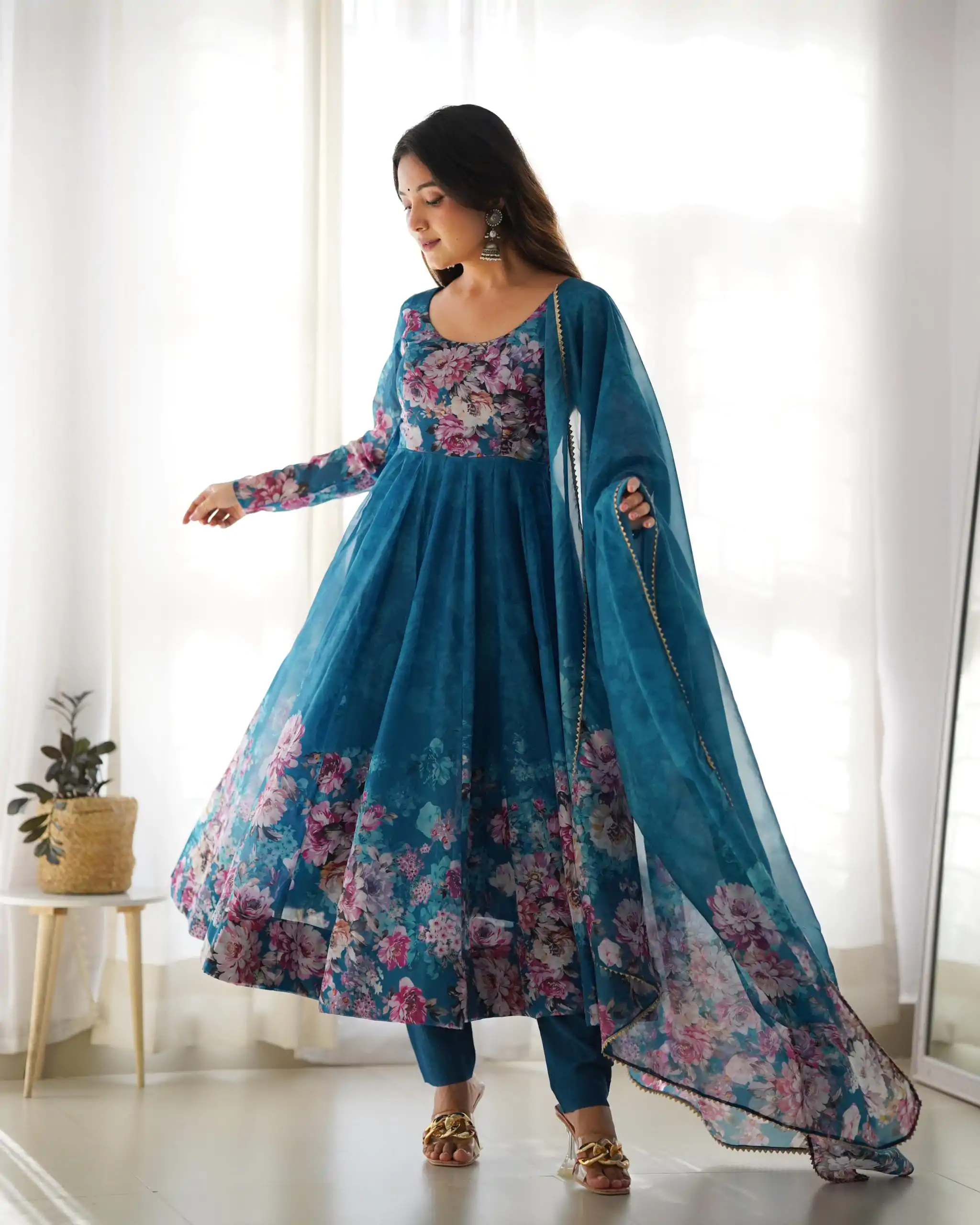 Rama Soft Organza Silk Print With Kali Gown - Image 9