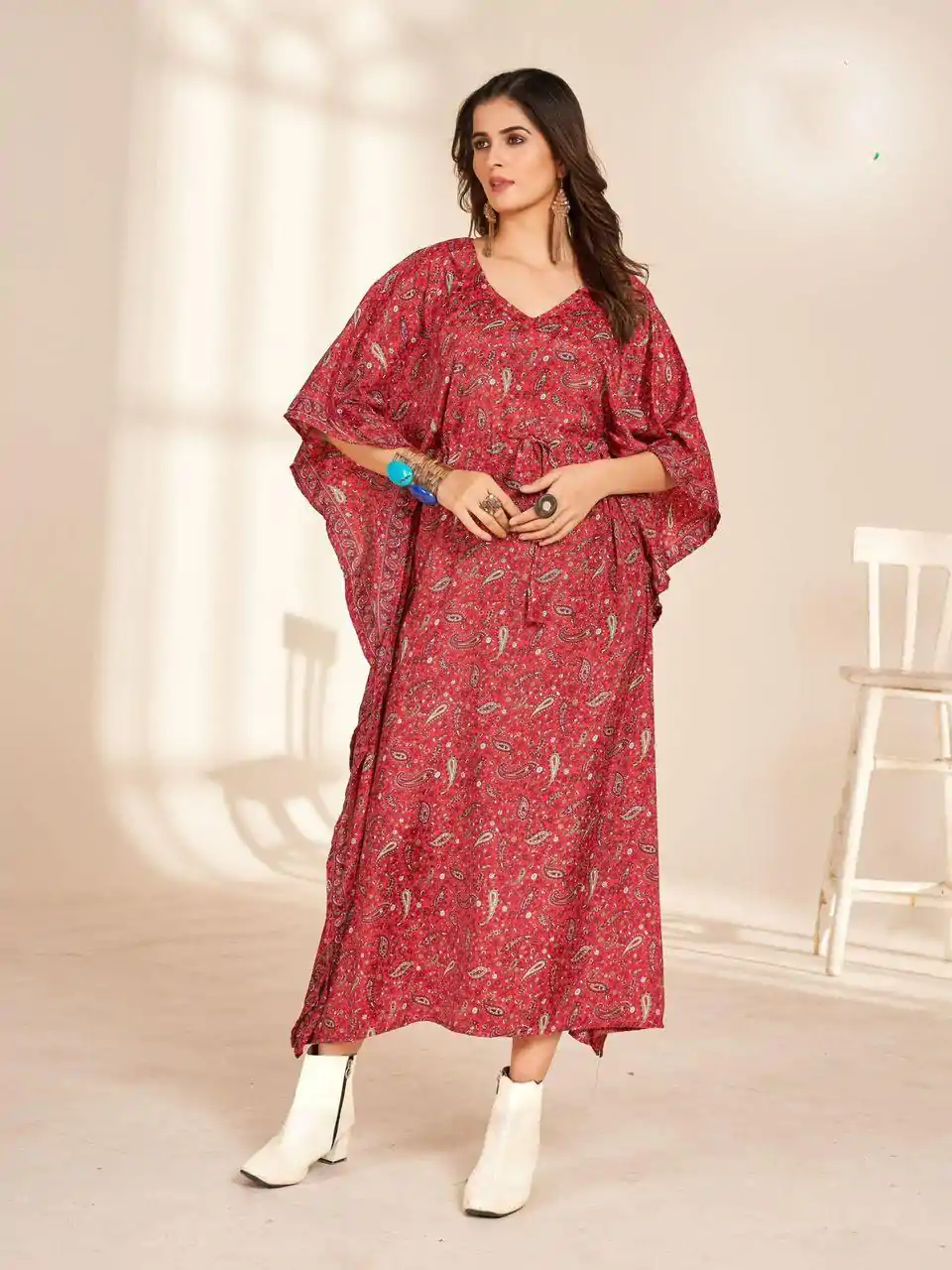 INLI Kaftan vol 2.0 Red Color Heavy French Crape Print Kaftan Suit Casual, Wedding, Party, Festive, Events Etc.4-6 Working Days@ 1399/-only | Jump Suits, Salwar suit, Casual Suits, Creative suits, Designer Suits, Palazzo Suits, Party Wear Suits, Patiala Suits, Straight Suits
