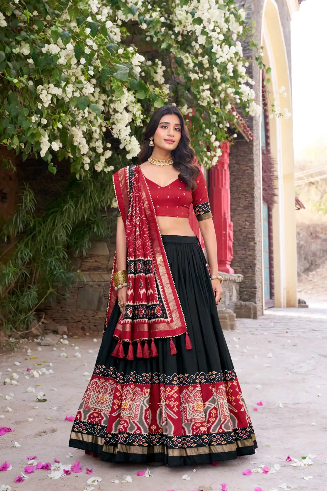 LNB 1221 Black Color Tushar Silk Patola Printed Lehenga Choli Casual, Wedding, Party, Festive, Events Etc.4-6 Working Days@ 2249/-only | Lehenga, Bollywood Lehenga, Creative Lehenga, Designer Lehenga, Embroidered Lehenga, Party Wear Lehenga