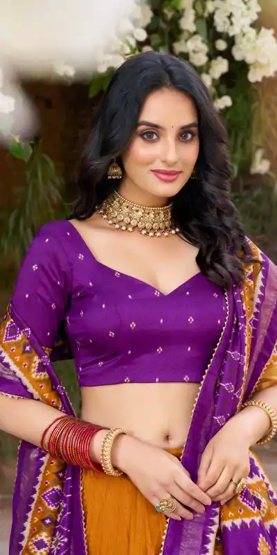 LNB 1221 Mustad Color Tushar Silk Patola Printed Lehenga Choli Casual, Wedding, Party, Festive, Events Etc.4-6 Working Days@ 2249/-only | Lehenga, Bollywood Lehenga, Creative Lehenga, Designer Lehenga, Embroidered Lehenga, Party Wear Lehenga