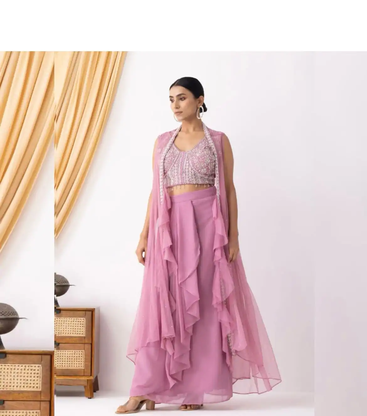 BE 332 Pink Color Georgette Beads Sequence Work Lace Dhoti Suit Casual, Wedding, Party, Festive, Events Etc.4-6 Working Days@ 2099/-only | Jump Suits, Salwar suit, Casual Suits, Creative suits, Designer Suits, Palazzo Suits, Party Wear Suits, Patiala Suits, Straight Suits