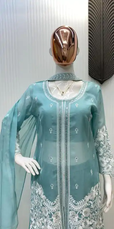 LG 1902 Sky Blue Color Organza Sequence Work Indo-Western Suit Casual, Wedding, Party, Festive, Events Etc.4-6 Working Days@ 2049/-only | Jump Suits, Salwar suit, Casual Suits, Creative suits, Designer Suits, Palazzo Suits, Party Wear Suits, Patiala Suits, Straight Suits