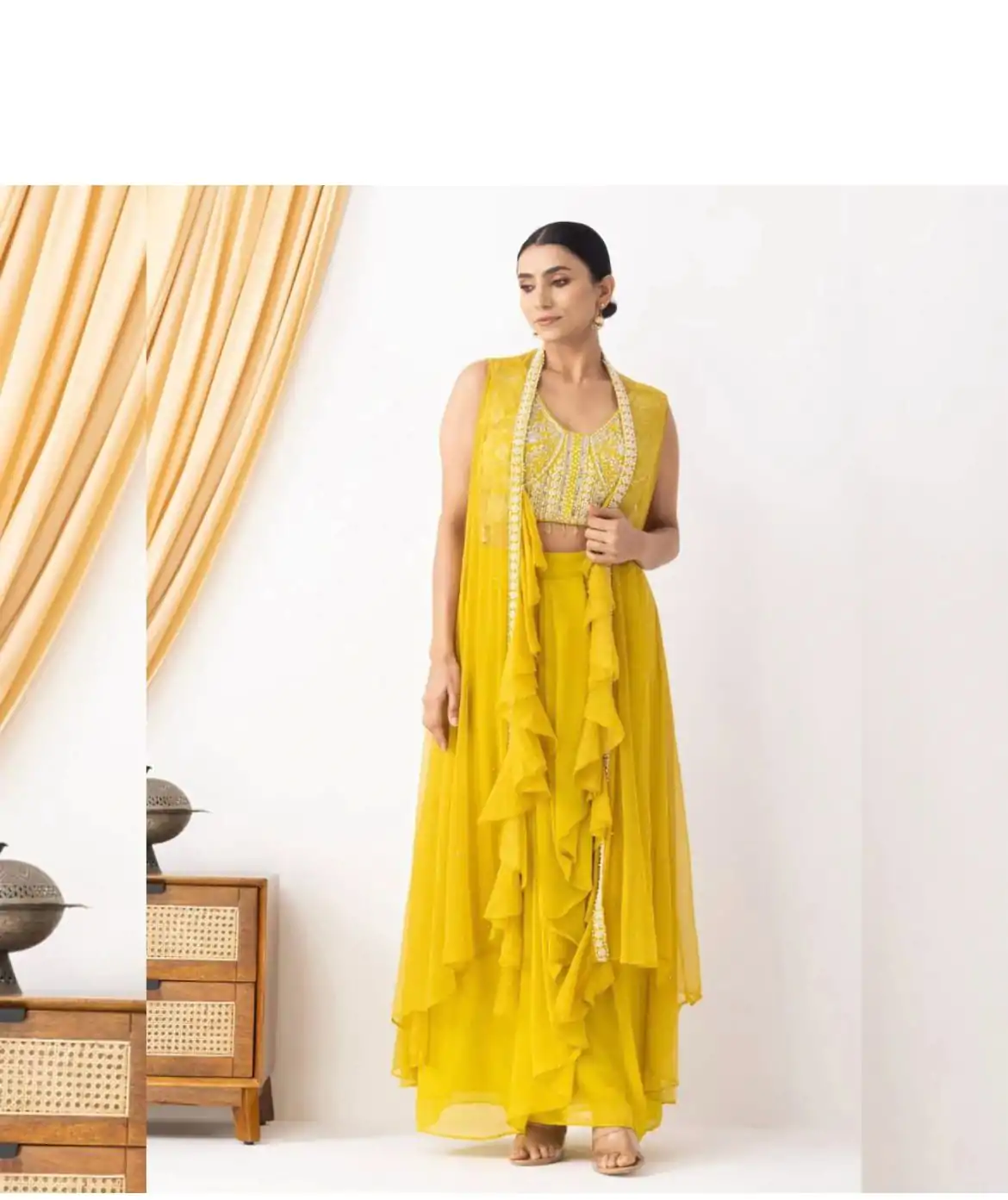 BE 332 Yellow Color Georgette Beads Sequence Work Lace Dhoti Suit Casual, Wedding, Party, Festive, Events Etc.4-6 Working Days@ 2099/-only | Jump Suits, Salwar suit, Casual Suits, Creative suits, Designer Suits, Palazzo Suits, Party Wear Suits, Patiala Suits, Straight Suits