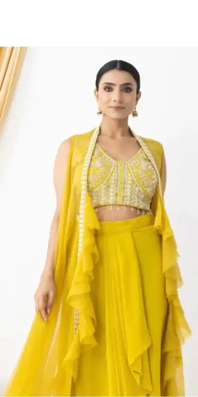 BE 332 Yellow Color Georgette Beads Sequence Work Lace Dhoti Suit Casual, Wedding, Party, Festive, Events Etc.4-6 Working Days@ 2099/-only | Jump Suits, Salwar suit, Casual Suits, Creative suits, Designer Suits, Palazzo Suits, Party Wear Suits, Patiala Suits, Straight Suits