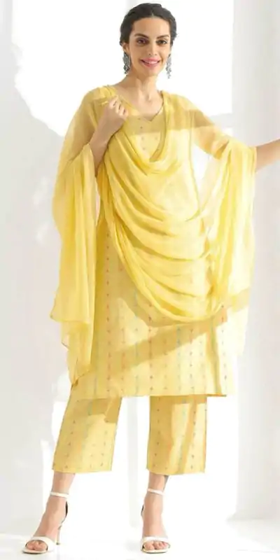 Superb Yellow Color Pure Cotton Print Salwar Suit