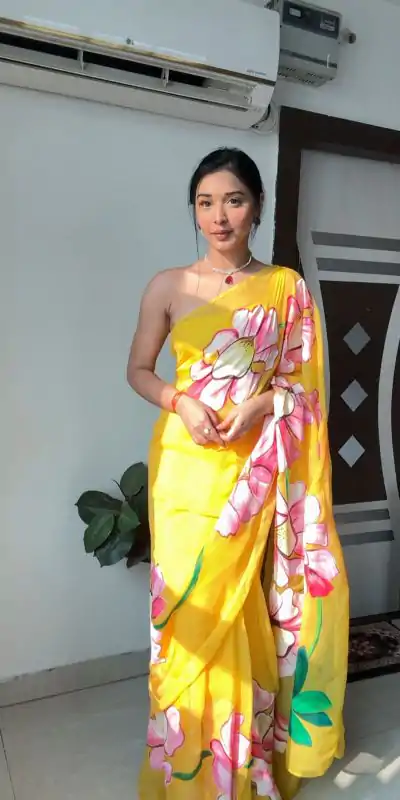 SC 228 Yellow Color Soft Organza Silk Ready To Wear Saree Casual, Wedding, Festive, Events . Expected Delivery  4-6 Working Days @1549/- only                                                                                                                                             | Sarees, Bollywood Sarees, Creative Sarees, Designer Sarees, Embroidered Sarees, Ethnic Saree, Modern Digital sarees, Party Wear Sarees