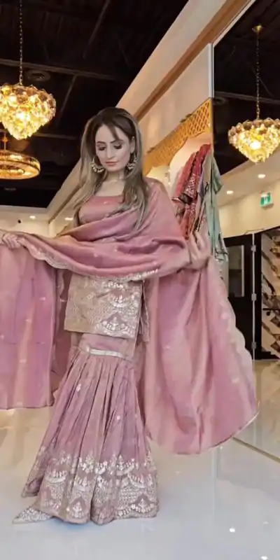 Trendy Onion Color Chinon Silk Sequence Work Salwar Suit