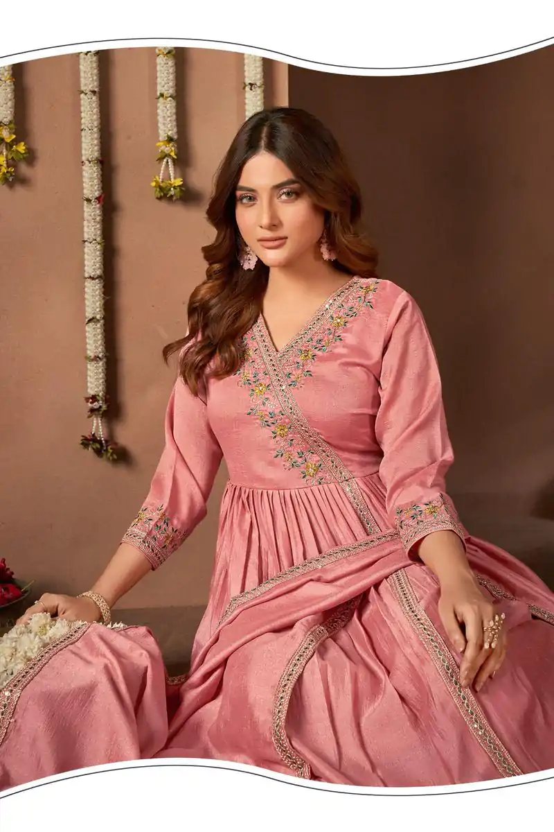 BE 316 Peach Color Vichitra Silk Embroidery Work Salwar Suit Casual, Wedding, Festive, Events . Expected Delivery  4-6 Working Days @2299/- only      | Jump Suits, Salwar suit, Casual Suits, Creative suits, Designer Suits, Palazzo Suits, Party Wear Suits, Patiala Suits, Straight Suits