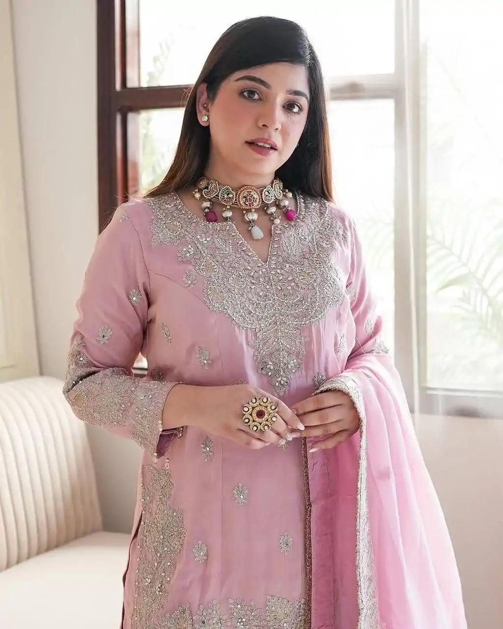 SSR 5002 Pink Color Chinon Sequence Rivet Moti Salwar Suit Casual, Wedding, Festive, Events . Expected Delivery  4-6 Working Days @2149/- only      | Jump Suits, Salwar suit, Casual Suits, Creative suits, Designer Suits, Palazzo Suits, Party Wear Suits, Patiala Suits, Straight Suits