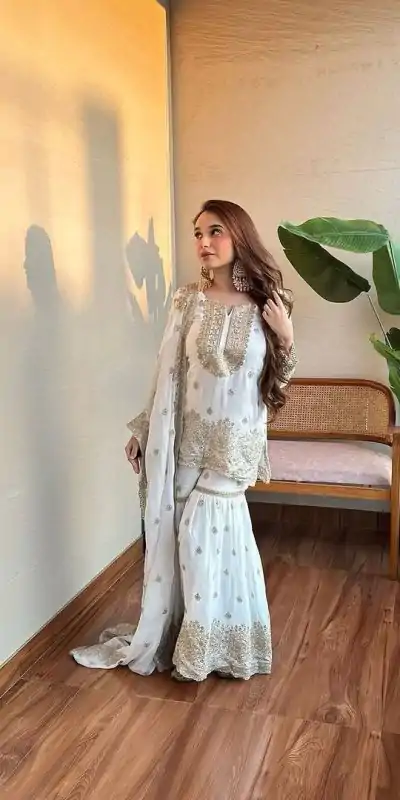 SR 1673 White Color Chinon Silk Embroidery Sequence Work Salwar Suit Casual, Wedding, Festive, Events . Expected Delivery  4-6 Working Days @2099/- only      | Jump Suits, Salwar suit, Casual Suits, Creative suits, Designer Suits, Palazzo Suits, Party Wear Suits, Patiala Suits, Straight Suits