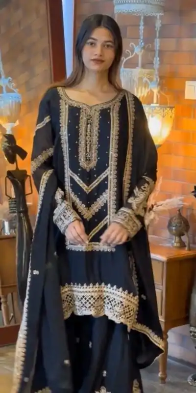VLM 273 Black Color Georgette Embroidery Work Salwar Suit Casual, Wedding, Festive, Events . Expected Delivery 4-6 Working Days @2149/- only | Jump Suits, Salwar suit, Casual Suits, Creative suits, Designer Suits, Palazzo Suits, Party Wear Suits, Patiala Suits, Straight Suits
