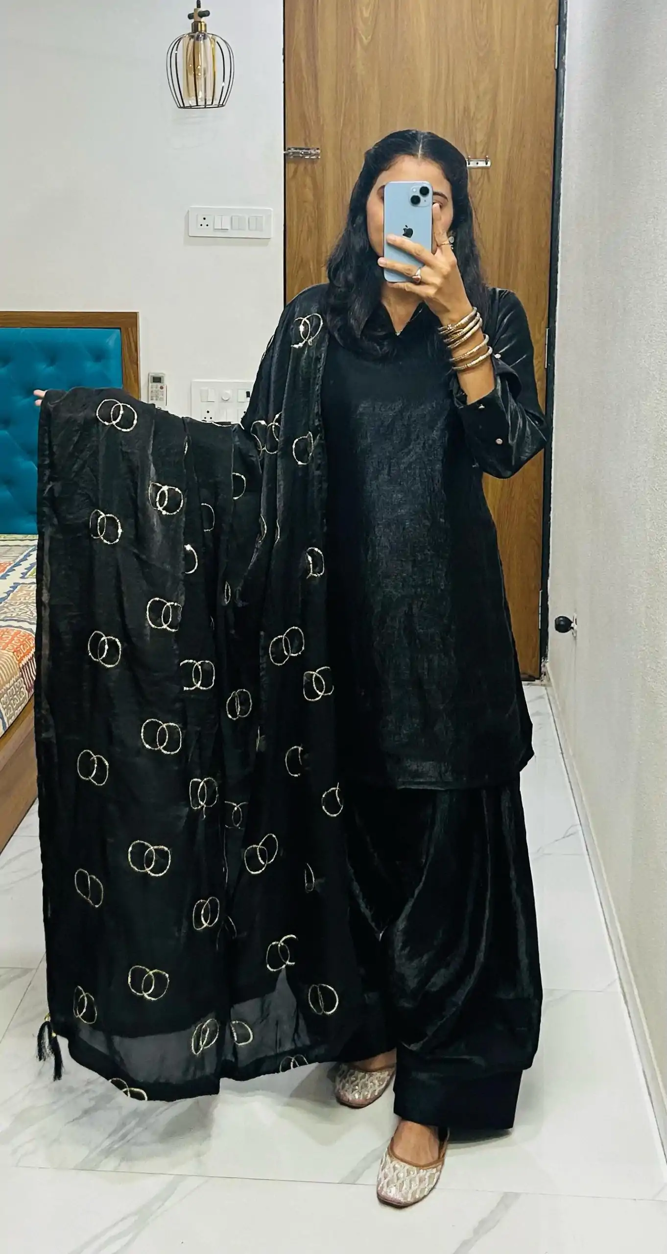 Fantastic Black Color Fendi Silk Salwar Suit