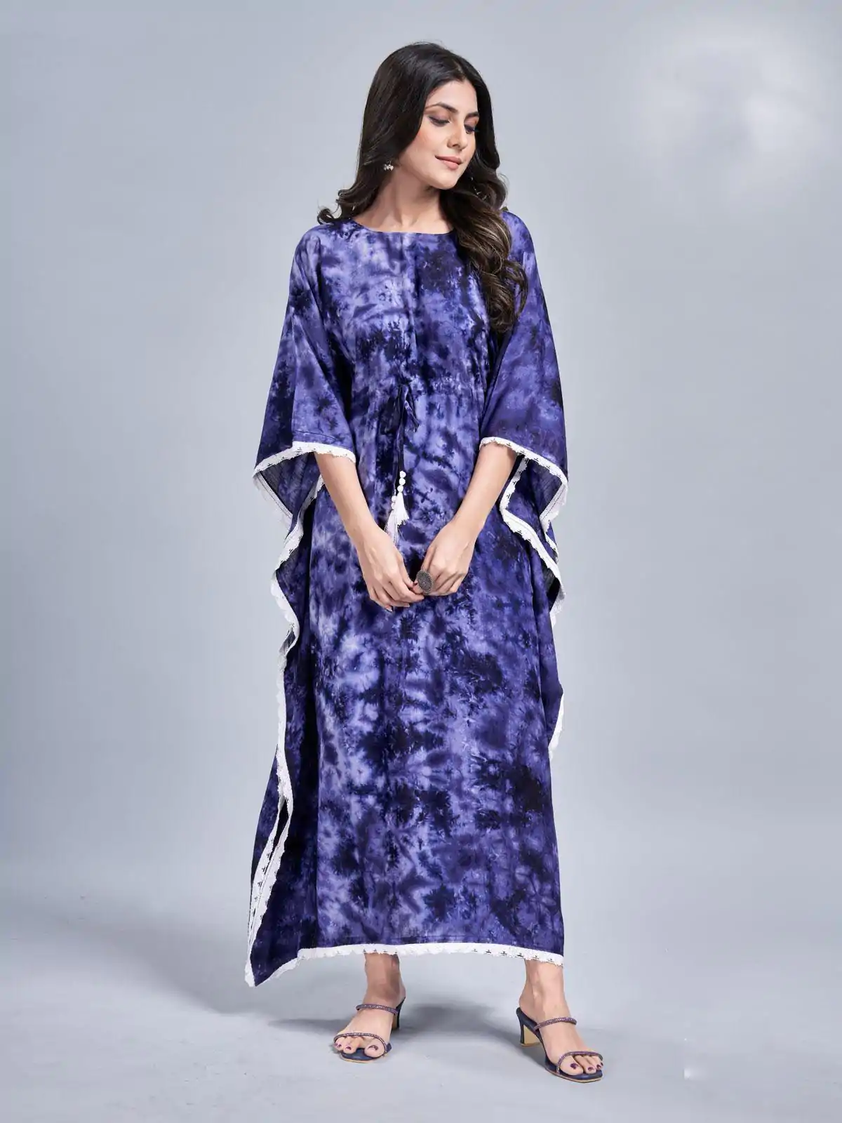 Glowing Violet Color Rayon Slab Center Belt Kaftan Suit