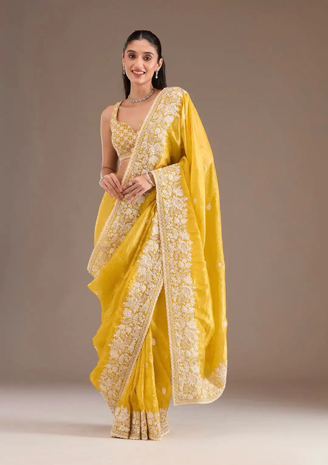 BT 1265 Yellow Color Gold Crush Sequins Work Fancy Border Saree Casual, Wedding, Festive, Events . Expected Delivery  4-6 Working Days @2249/- only                                                                                                                                           | Sarees, Bollywood Sarees, Creative Sarees, Designer Sarees, Embroidered Sarees, Ethnic Saree, Modern Digital sarees, Party Wear Sarees