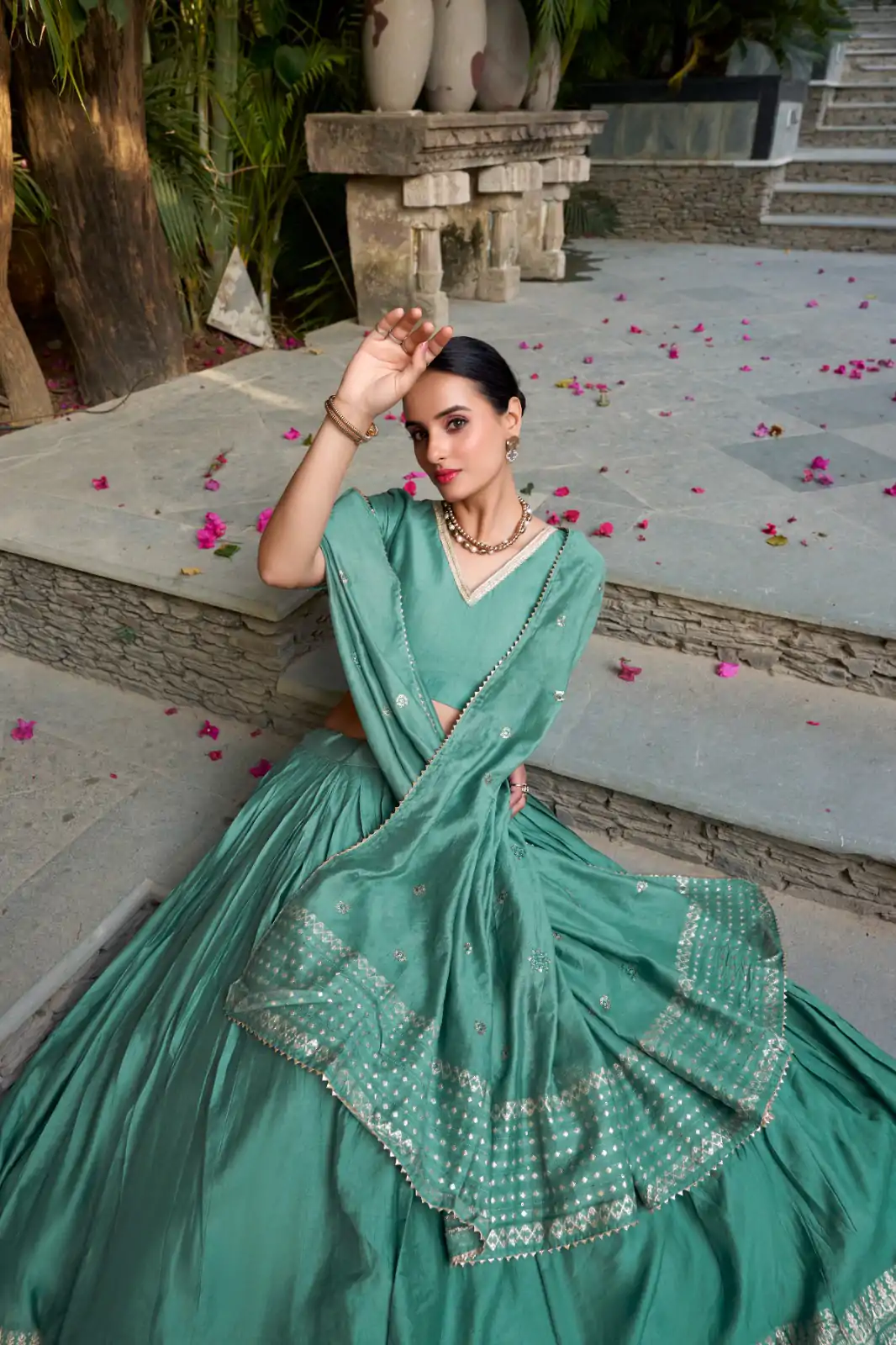 LNB 1906 Sea Green Pure Chanderi Plain With Zari Weaving Work Border Lehenga Choli Wedding, Party, Festive, Events Etc. Delivery 4-6 Working Days Rs 1999 | Lehenga, Bollywood Lehenga, Creative Lehenga, Designer Lehenga, Embroidered Lehenga, Party Wear Lehenga