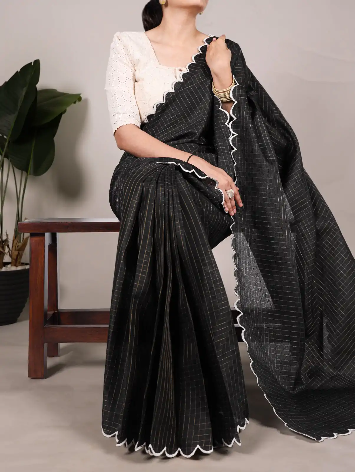 YNF 7105 Black Color Gadhawal Chex Arca Work Saree Casual, Wedding, Festive, Events . Expected Delivery  4-6 Working Days @1599/- only                                                                                | Sarees, Bollywood Sarees, Creative Sarees, Designer Sarees, Embroidered Sarees, Ethnic Saree, Modern Digital sarees, Party Wear Sarees