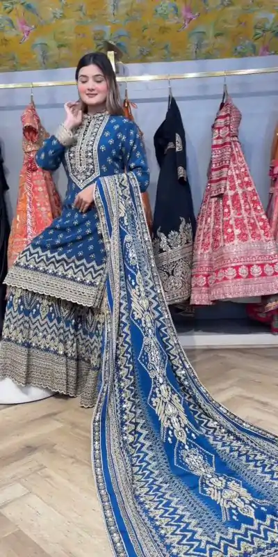 LG 1995 Blue Color Chinon Digital Print diamond Mirror WorkSalwar Suit Casual, Wedding, Festive, Events . Expected Delivery  4-6 Working Days @1999/- only      | Jump Suits, Salwar suit, Casual Suits, Creative suits, Designer Suits, Palazzo Suits, Party Wear Suits, Patiala Suits, Straight Suits