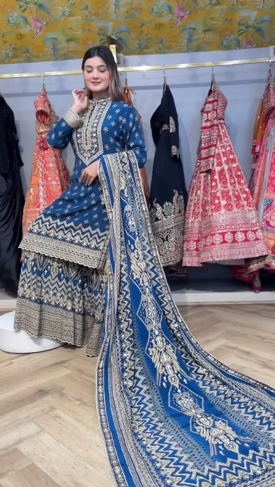 LG 1995 Blue Color Chinon Digital Print diamond Mirror WorkSalwar Suit Casual, Wedding, Festive, Events . Expected Delivery  4-6 Working Days @1999/- only      | Jump Suits, Salwar suit, Casual Suits, Creative suits, Designer Suits, Palazzo Suits, Party Wear Suits, Patiala Suits, Straight Suits