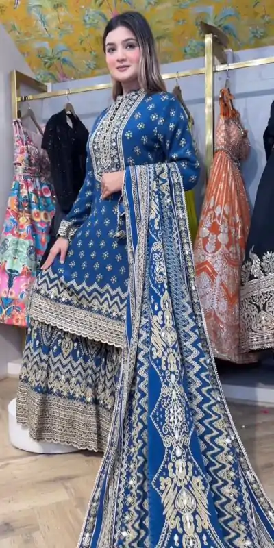 LG 1995 Blue Color Chinon Digital Print diamond Mirror WorkSalwar Suit Casual, Wedding, Festive, Events . Expected Delivery  4-6 Working Days @1999/- only      | Jump Suits, Salwar suit, Casual Suits, Creative suits, Designer Suits, Palazzo Suits, Party Wear Suits, Patiala Suits, Straight Suits