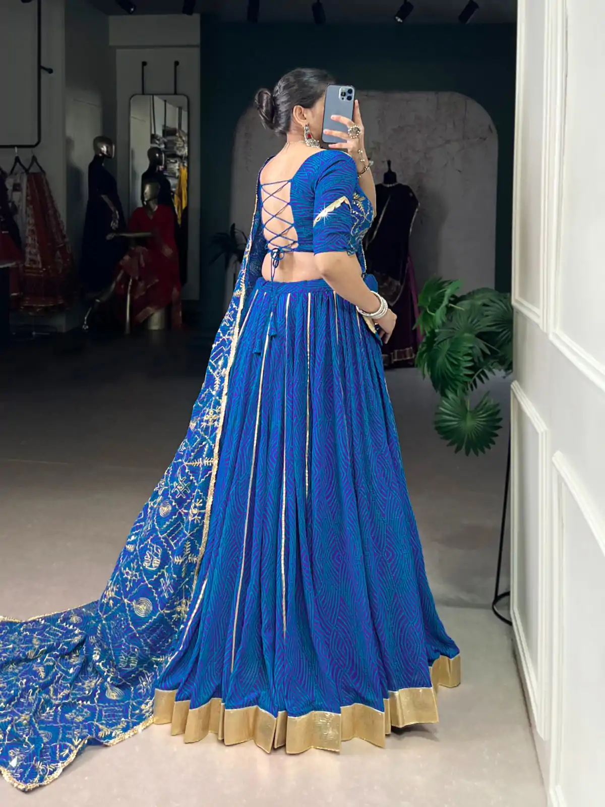LNB 1701 Blue Color Georgette Bandhej Print And Embossed Lace Lehenga Choli Wedding, Party, Festive, Events Etc. Delivery 4-6 Working Days Rs 3999 | Lehenga, Bollywood Lehenga, Creative Lehenga, Designer Lehenga, Embroidered Lehenga, Party Wear Lehenga