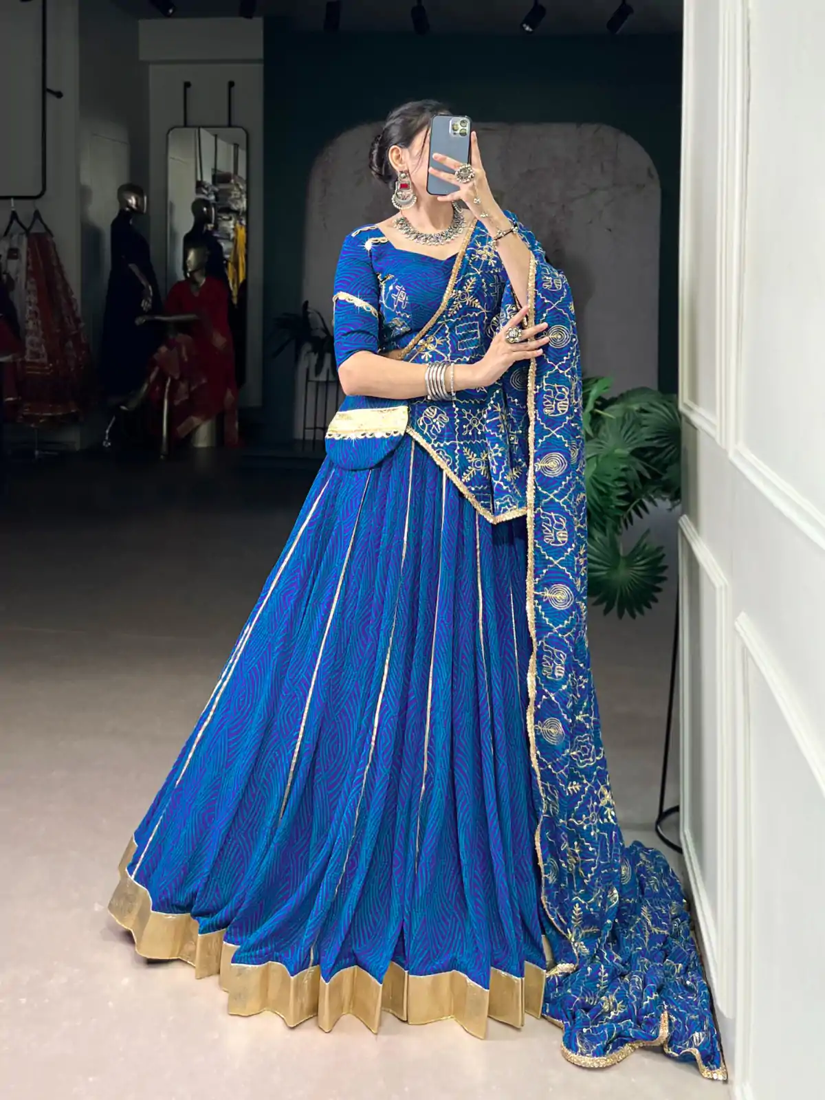 LNB 1701 Blue Color Georgette Bandhej Print And Embossed Lace Lehenga Choli Wedding, Party, Festive, Events Etc. Delivery 4-6 Working Days Rs 3999 | Lehenga, Bollywood Lehenga, Creative Lehenga, Designer Lehenga, Embroidered Lehenga, Party Wear Lehenga