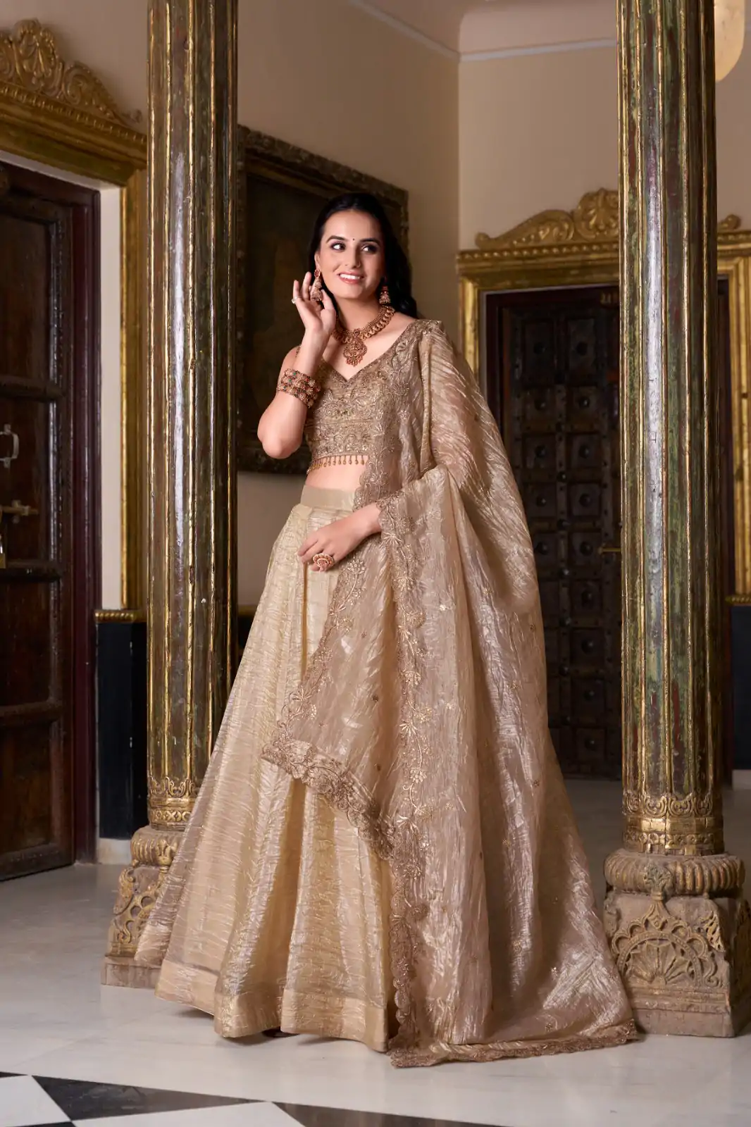 LNB 1430 Chiku Color Gold Crush Plain Canvas Lehenga Choli Wedding, Party, Festive, Events Etc. Delivery 4-6 Working Days Rs 3199 | Lehenga, Bollywood Lehenga, Creative Lehenga, Designer Lehenga, Embroidered Lehenga, Party Wear Lehenga