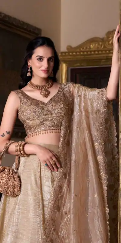 LNB 1430 Chiku Color Gold Crush Plain Canvas Lehenga Choli Wedding, Party, Festive, Events Etc. Delivery 4-6 Working Days Rs 3199 | Lehenga, Bollywood Lehenga, Creative Lehenga, Designer Lehenga, Embroidered Lehenga, Party Wear Lehenga