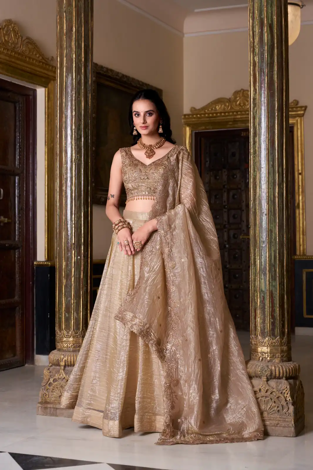LNB 1430 Chiku Color Gold Crush Plain Canvas Lehenga Choli Wedding, Party, Festive, Events Etc. Delivery 4-6 Working Days Rs 3199 | Lehenga, Bollywood Lehenga, Creative Lehenga, Designer Lehenga, Embroidered Lehenga, Party Wear Lehenga