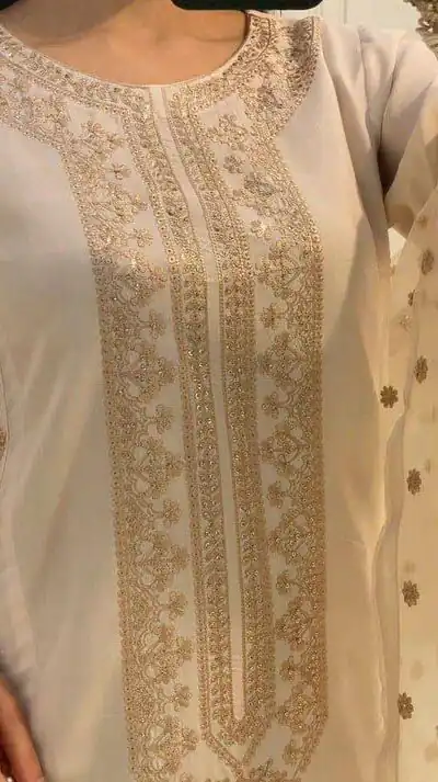LG 1913 Cream Color Roman Silk Sequence Embroidery Work Salwar Suit Casual, Wedding, Festive, Events . Expected Delivery  4-6 Working Days @1999/- only      | Jump Suits, Salwar suit, Casual Suits, Creative suits, Designer Suits, Palazzo Suits, Party Wear Suits, Patiala Suits, Straight Suits