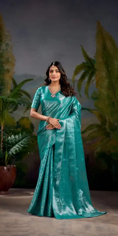 YNF 7404 Firozi Color Kanjivaram Zari Weaving Work Saree Casual, Wedding, Festive, Events . Expected Delivery  4-6 Working Days @1599/- only                                | Sarees, Bollywood Sarees, Creative Sarees, Designer Sarees, Embroidered Sarees, Ethnic Saree, Modern Digital sarees, Party Wear Sarees