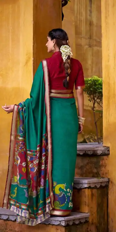 YNF 7048 Firozi Color Polyester Chanderi Kalamkari Weaving Work Saree Casual, Wedding, Festive, Events . Expected Delivery  4-6 Working Days @1499/- only                                | Sarees, Bollywood Sarees, Creative Sarees, Designer Sarees, Embroidered Sarees, Ethnic Saree, Modern Digital sarees, Party Wear Sarees