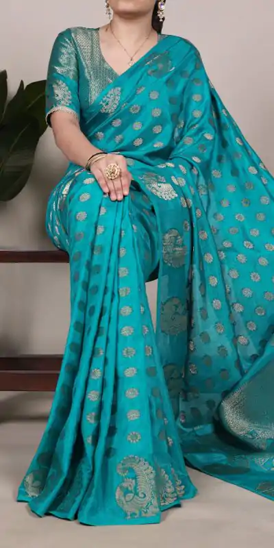 YNF 7904 Firozi Color Roop Silk Zari Weaving Work Saree Casual, Wedding, Festive, Events . Expected Delivery  4-6 Working Days @1749/- only                                                                                | Sarees, Bollywood Sarees, Creative Sarees, Designer Sarees, Embroidered Sarees, Ethnic Saree, Modern Digital sarees, Party Wear Sarees