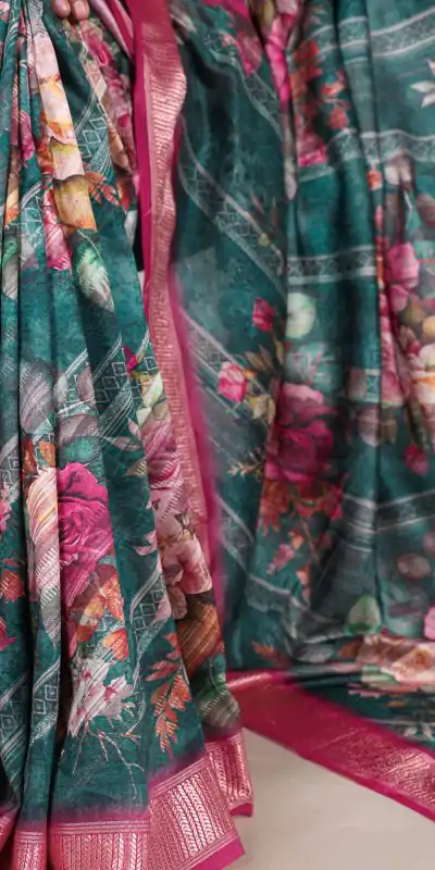 YNF 7015 Firozi Color Tussar Silk With Viscose Border Printed Saree Casual, Wedding, Festive, Events . Expected Delivery  4-6 Working Days @1699/- only                                                                                | Sarees, Bollywood Sarees, Creative Sarees, Designer Sarees, Embroidered Sarees, Ethnic Saree, Modern Digital sarees, Party Wear Sarees