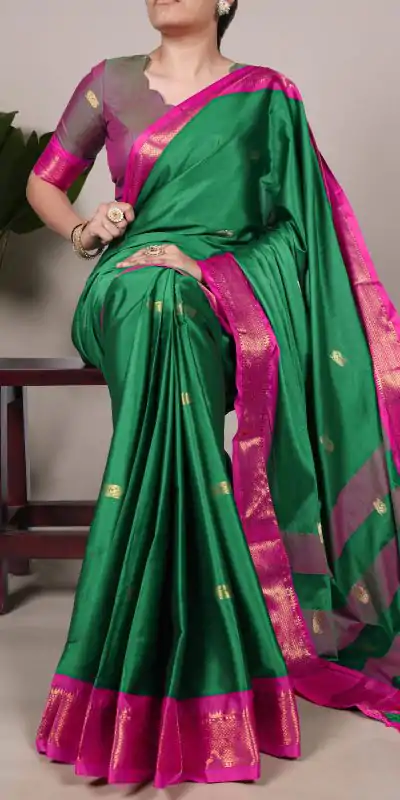 YNF 7406 Green Color Cotton Silk Weaving Work Paithani Concept Saree Casual, Wedding, Festive, Events . Expected Delivery  4-6 Working Days @1449/- only                                                                                | Sarees, Bollywood Sarees, Creative Sarees, Designer Sarees, Embroidered Sarees, Ethnic Saree, Modern Digital sarees, Party Wear Sarees