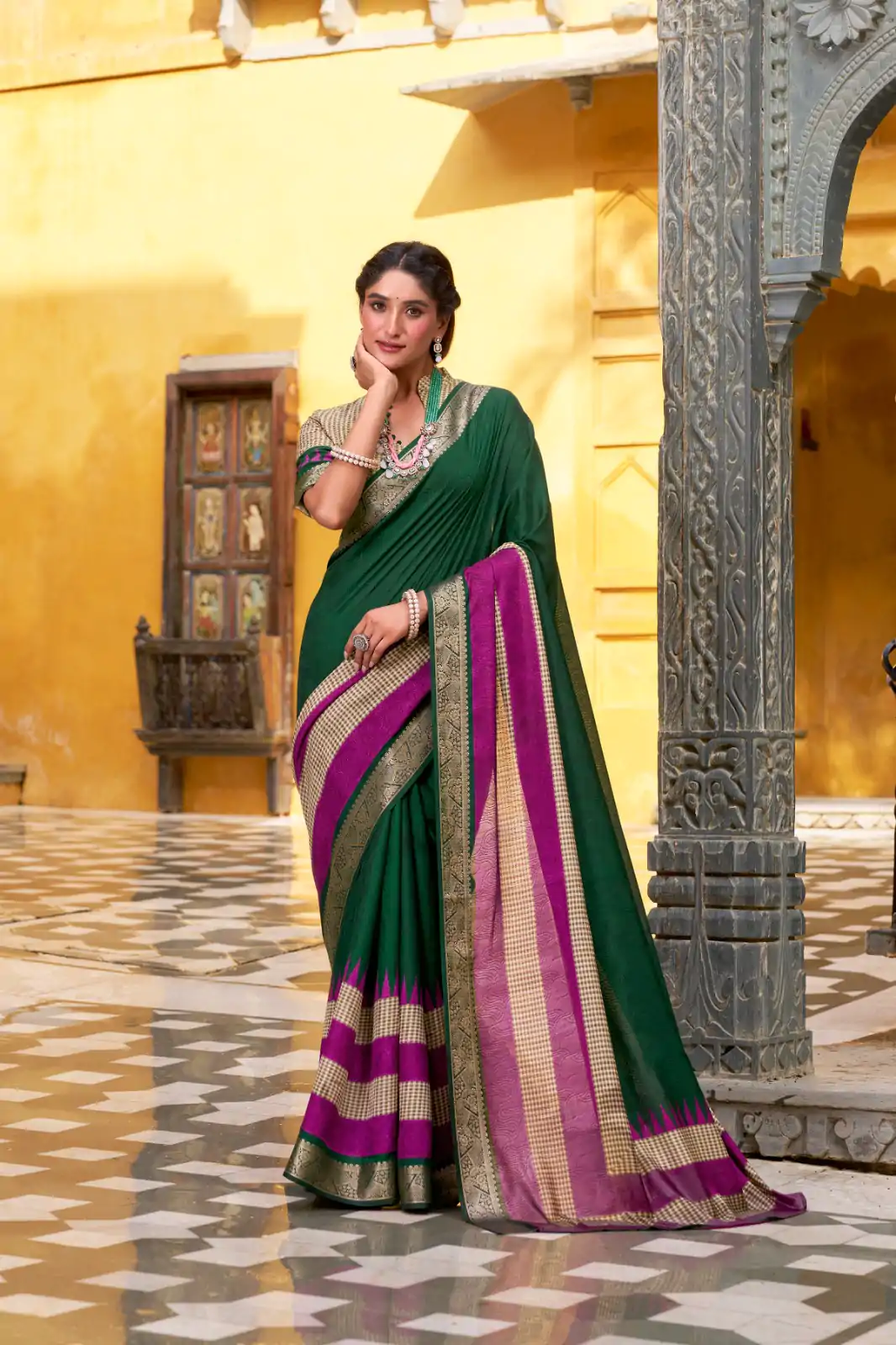 YNF 7049 Green Color Poly Cotton Printed With Zari Weaving Work Saree Casual, Wedding, Festive, Events . Expected Delivery  4-6 Working Days @1699/- only                                                                                | Sarees, Bollywood Sarees, Creative Sarees, Designer Sarees, Embroidered Sarees, Ethnic Saree, Modern Digital sarees, Party Wear Sarees