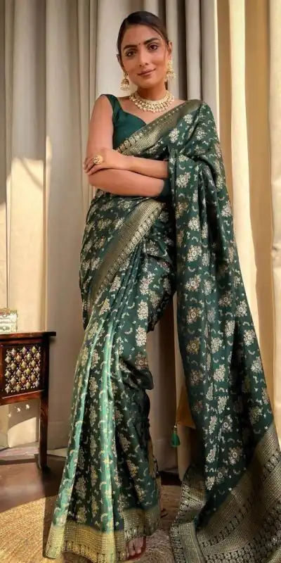 KP 5079 Green Color Soft Lichi Silk Jacquard On All Over Saree Casual, Party Wear, Wedding, Events Etc. Expected Delivery 4-6 Working Days @1449/- | Sarees, Bollywood Sarees, Creative Sarees, Designer Sarees, Embroidered Sarees, Ethnic Saree, Modern Digital sarees, Party Wear Sarees