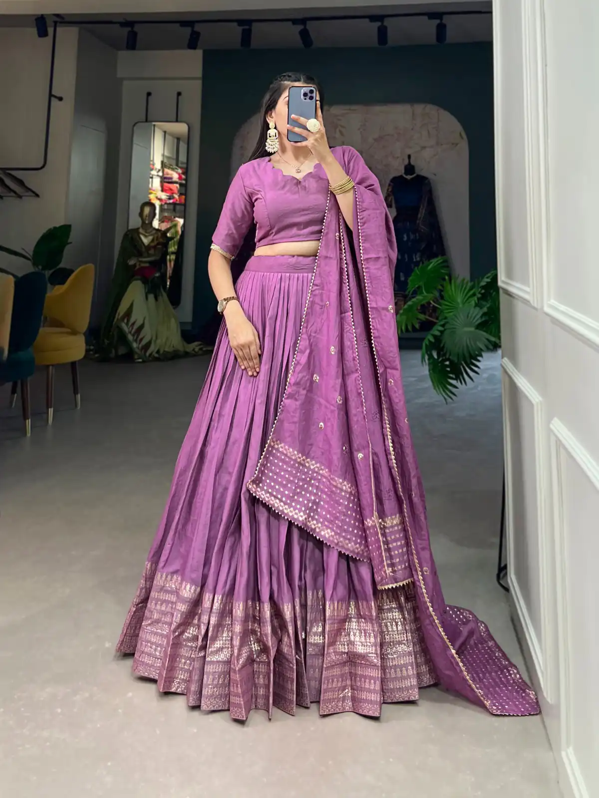 LNB 1906 Lavender Color Pure Chanderi Plain Zari Weaving Work Border Lehenga Choli Wedding, Party, Festive, Events Etc. Delivery 4-6 Working Days Rs 1999 | Lehenga, Bollywood Lehenga, Creative Lehenga, Designer Lehenga, Embroidered Lehenga, Party Wear Lehenga
