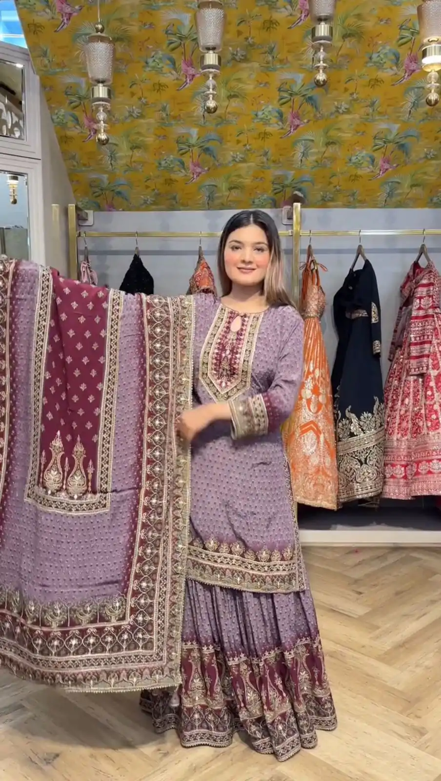 LG 1995 Lavender Color Chinon Digital Print Mirror Work Salwar Suit Casual, Wedding, Festive, Events . Expected Delivery  4-6 Working Days @1999/- only      | Jump Suits, Salwar suit, Casual Suits, Creative suits, Designer Suits, Palazzo Suits, Party Wear Suits, Patiala Suits, Straight Suits