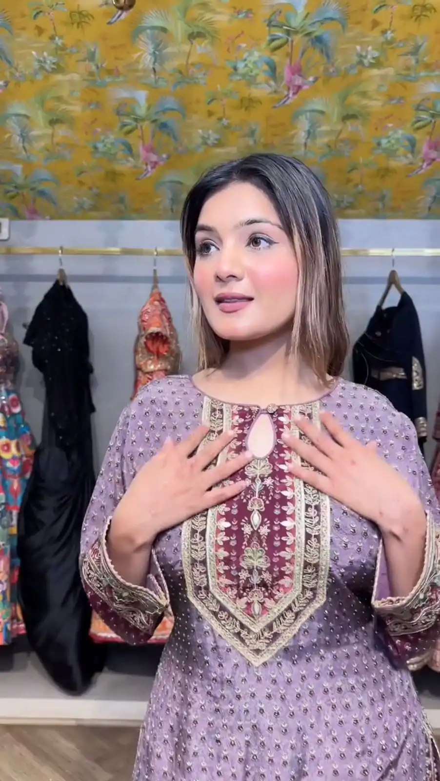 LG 1995 Lavender Color Chinon Digital Print Mirror Work Salwar Suit Casual, Wedding, Festive, Events . Expected Delivery  4-6 Working Days @1999/- only      | Jump Suits, Salwar suit, Casual Suits, Creative suits, Designer Suits, Palazzo Suits, Party Wear Suits, Patiala Suits, Straight Suits