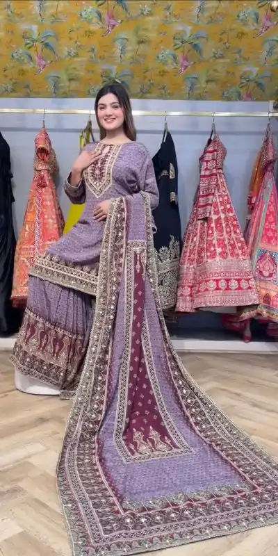 LG 1995 Lavender Color Chinon Digital Print Mirror Work Salwar Suit Casual, Wedding, Festive, Events . Expected Delivery  4-6 Working Days @1999/- only      | Jump Suits, Salwar suit, Casual Suits, Creative suits, Designer Suits, Palazzo Suits, Party Wear Suits, Patiala Suits, Straight Suits