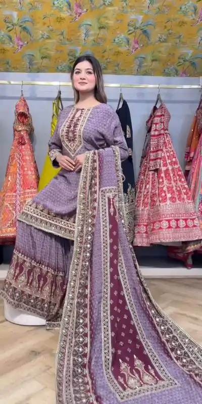 LG 1995 Lavender Color Chinon Digital Print Mirror Work Salwar Suit Casual, Wedding, Festive, Events . Expected Delivery  4-6 Working Days @1999/- only      | Jump Suits, Salwar suit, Casual Suits, Creative suits, Designer Suits, Palazzo Suits, Party Wear Suits, Patiala Suits, Straight Suits