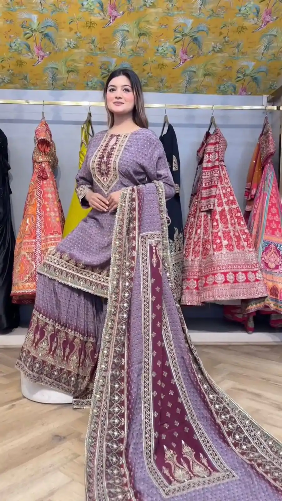 LG 1995 Lavender Color Chinon Digital Print Mirror Work Salwar Suit Casual, Wedding, Festive, Events . Expected Delivery  4-6 Working Days @1999/- only      | Jump Suits, Salwar suit, Casual Suits, Creative suits, Designer Suits, Palazzo Suits, Party Wear Suits, Patiala Suits, Straight Suits