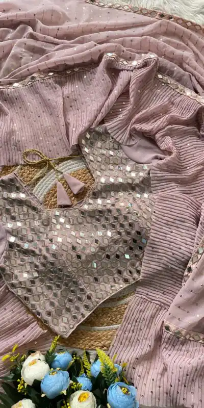 DF 3455 Light Peach Color Faux Georgette Embroidery Sequins Work Saree Casual, Wedding, Festive, Events . Expected Delivery  4-6 Working Days @1999/- only                                                                                | Sarees, Bollywood Sarees, Creative Sarees, Designer Sarees, Embroidered Sarees, Ethnic Saree, Modern Digital sarees, Party Wear Sarees