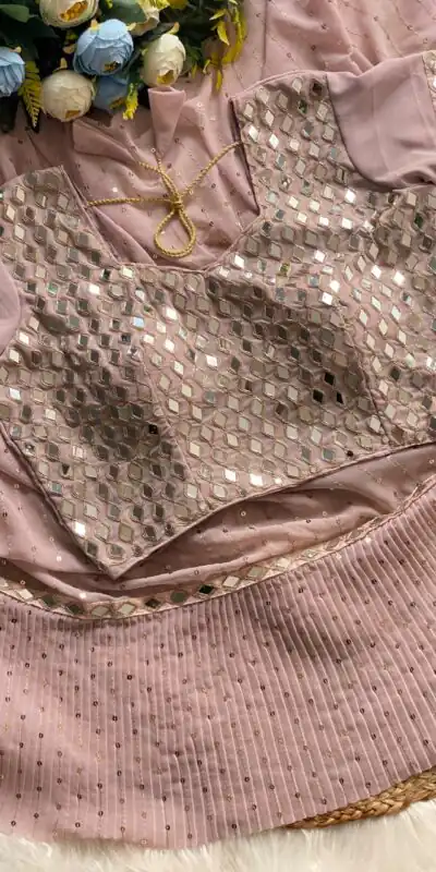 DF 3455 Light Peach Color Faux Georgette Embroidery Sequins Work Saree Casual, Wedding, Festive, Events . Expected Delivery  4-6 Working Days @1999/- only                                                                                | Sarees, Bollywood Sarees, Creative Sarees, Designer Sarees, Embroidered Sarees, Ethnic Saree, Modern Digital sarees, Party Wear Sarees