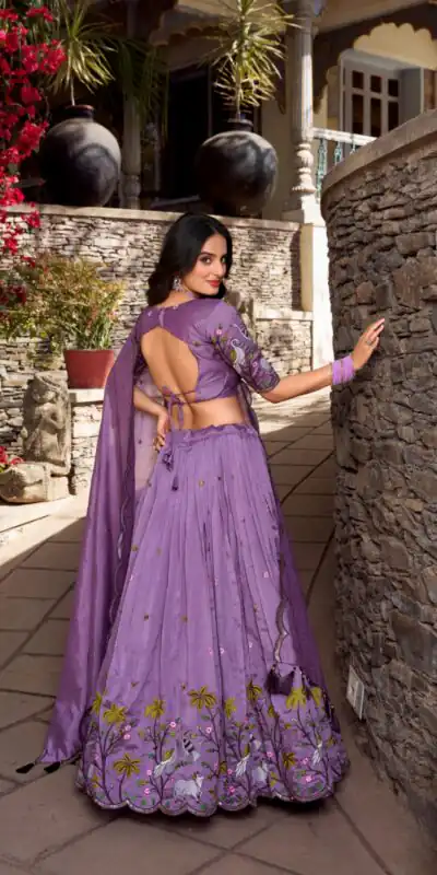 LNB 1423 Light Purple Color Vichitra Simmer and Thread Embroidery Work Lehenga Choli Wedding, Party, Festive, Events Etc. Delivery 4-6 Working Days Rs 3199 | Lehenga, Bollywood Lehenga, Creative Lehenga, Designer Lehenga, Embroidered Lehenga, Party Wear Lehenga