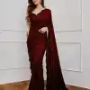 DF 3312 Maroon Color Faux Georgette 5mm Sequence Embroidery Work Saree Casual, Wedding, Festive, Events . Expected Delivery  4-6 Working Days @1899/- only                                                 | Sarees, Bollywood Sarees, Creative Sarees, Designer Sarees, Embroidered Sarees, Ethnic Saree, Modern Digital sarees, Party Wear Sarees
