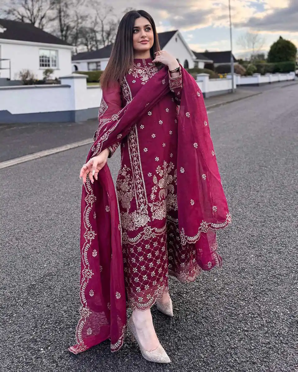 BE 383 Maroon Color Georgette Embroidery Diamond Work Salwar Suit Casual, Wedding, Festive, Events . Expected Delivery  4-6 Working Days @1999/- only      | Jump Suits, Salwar suit, Casual Suits, Creative suits, Designer Suits, Palazzo Suits, Party Wear Suits, Patiala Suits, Straight Suits